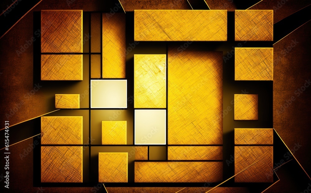 modern canvas wallpaper scratching background. golden squares and lines