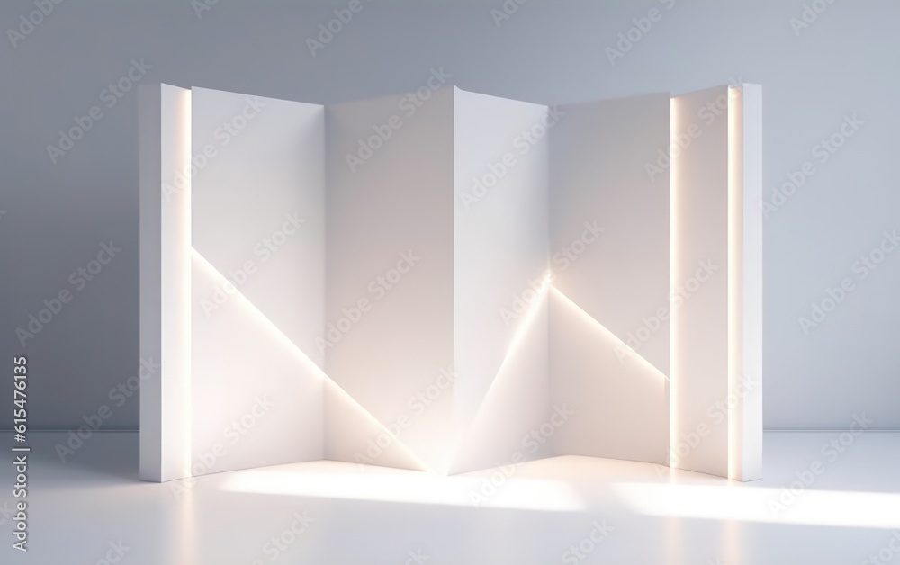 background mock - up for presentation with decorative white panels and decorate with hidden lighting