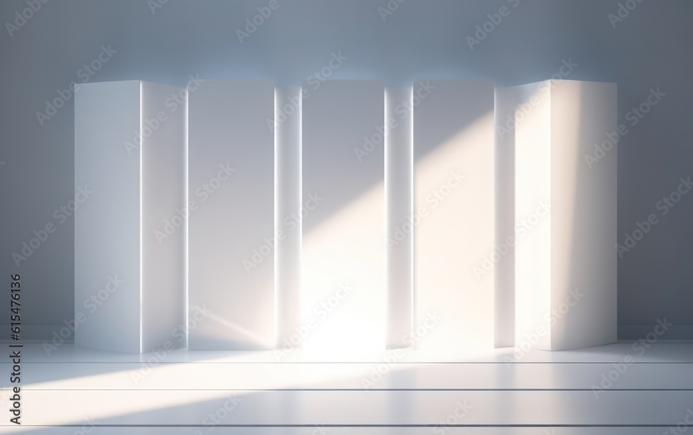 background mock - up for presentation with decorative white panels and decorate with hidden lighting