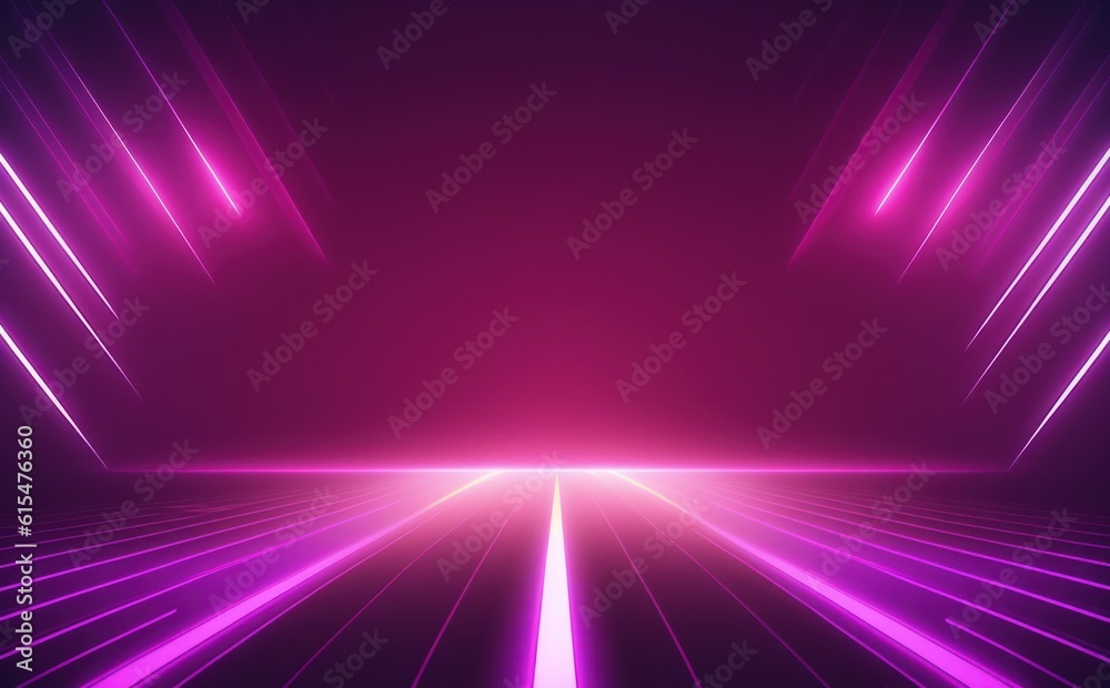 Abstract pink-purple background with neon lines and fog, synthwave