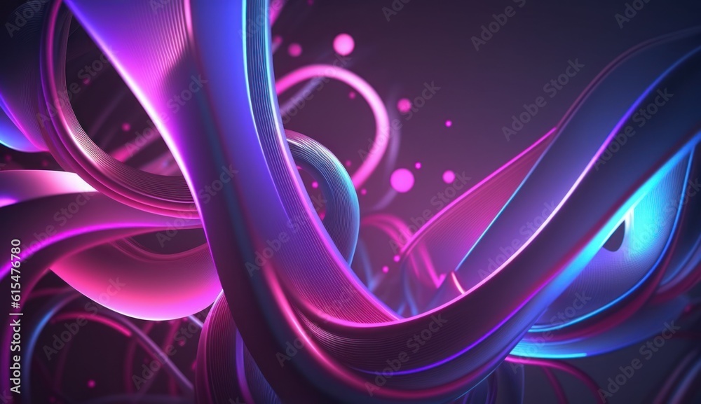 abstract pink blue neon background, unfocused curvy glowing lines and bokeh lights, ultraviolet wall