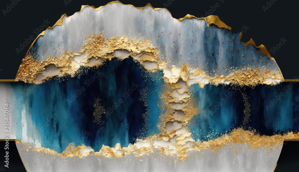 Resin geode and abstract art, functional art, like watercolor geode painting. golden, blue, turquois