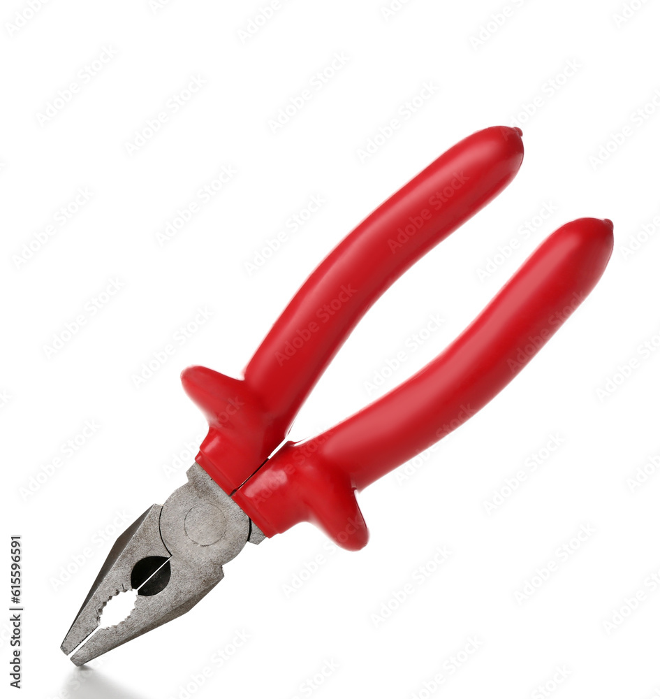 Red pliers isolated on white background