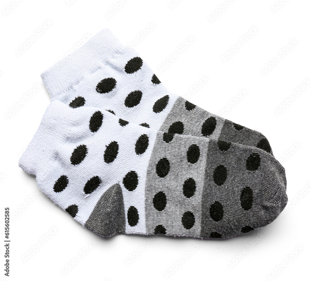 Stylish cotton socks isolated on white background