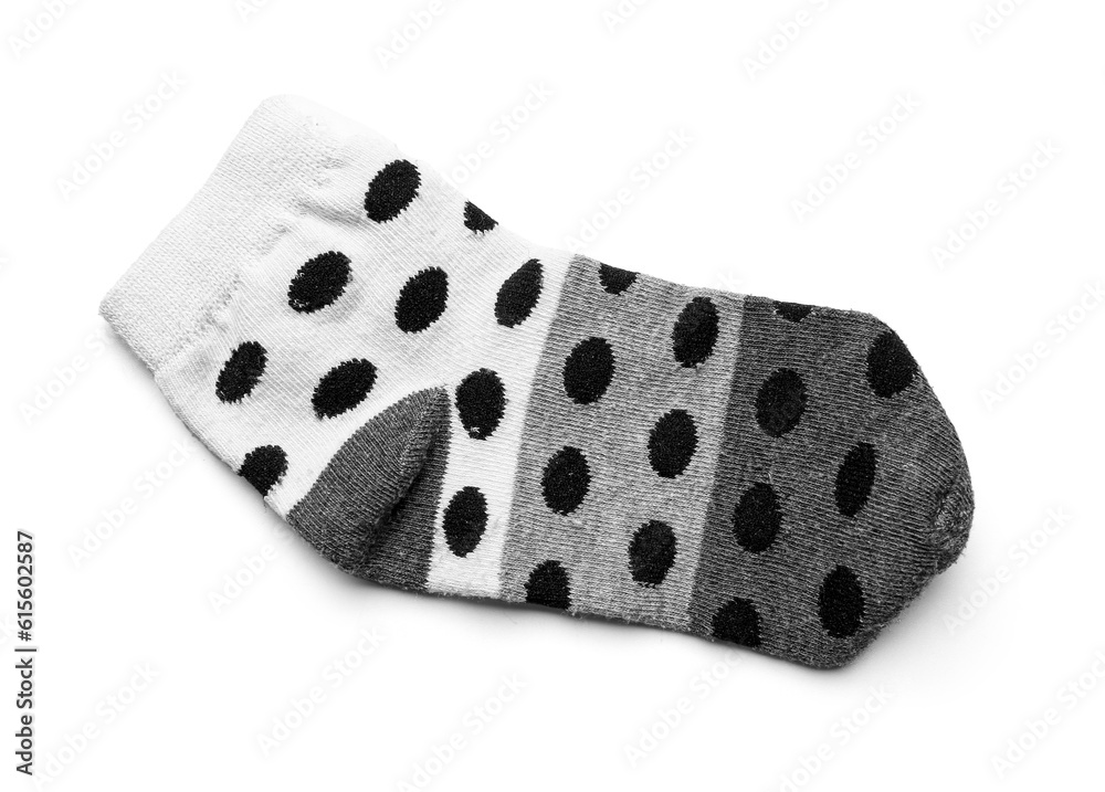 Stylish cotton sock isolated on white background