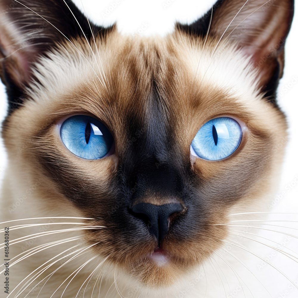 Closeup of a Siamese Cats (Felis catus) face