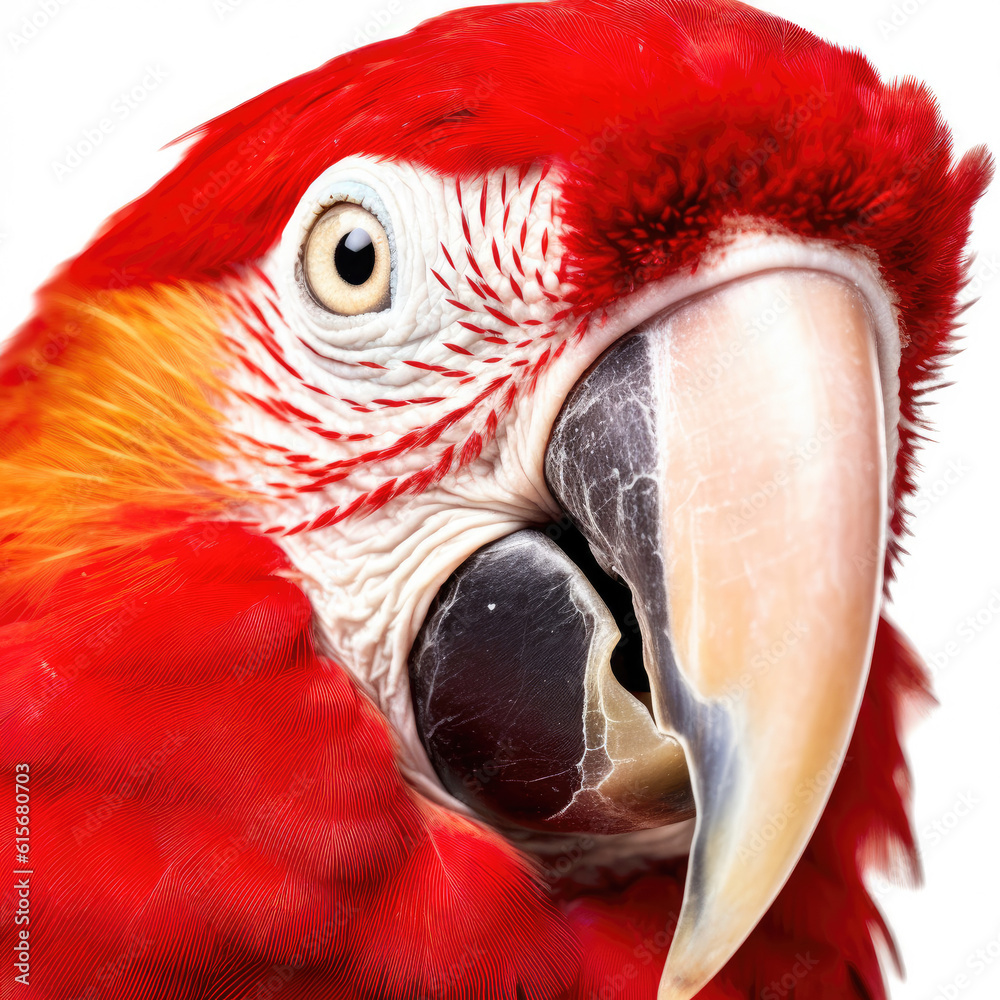 Closeup of a Scarlet Macaws (Ara macao) face