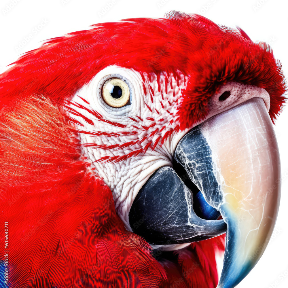 Closeup of a Scarlet Macaws (Ara macao) face