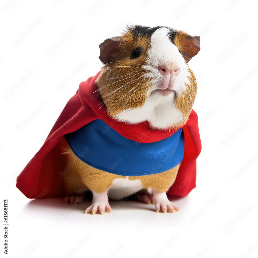 A Guinea Pig (Cavia porcellus) in a superhero cape