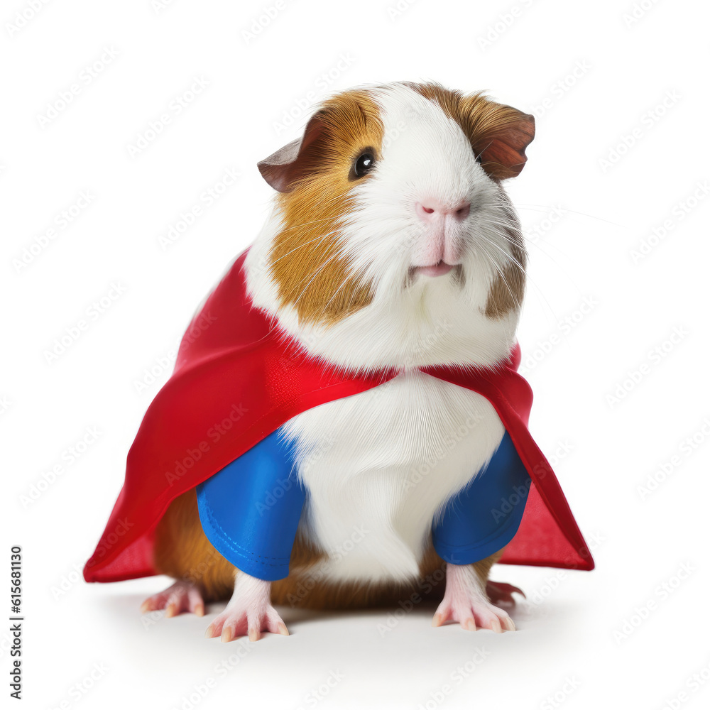 A Guinea Pig (Cavia porcellus) in a superhero cape