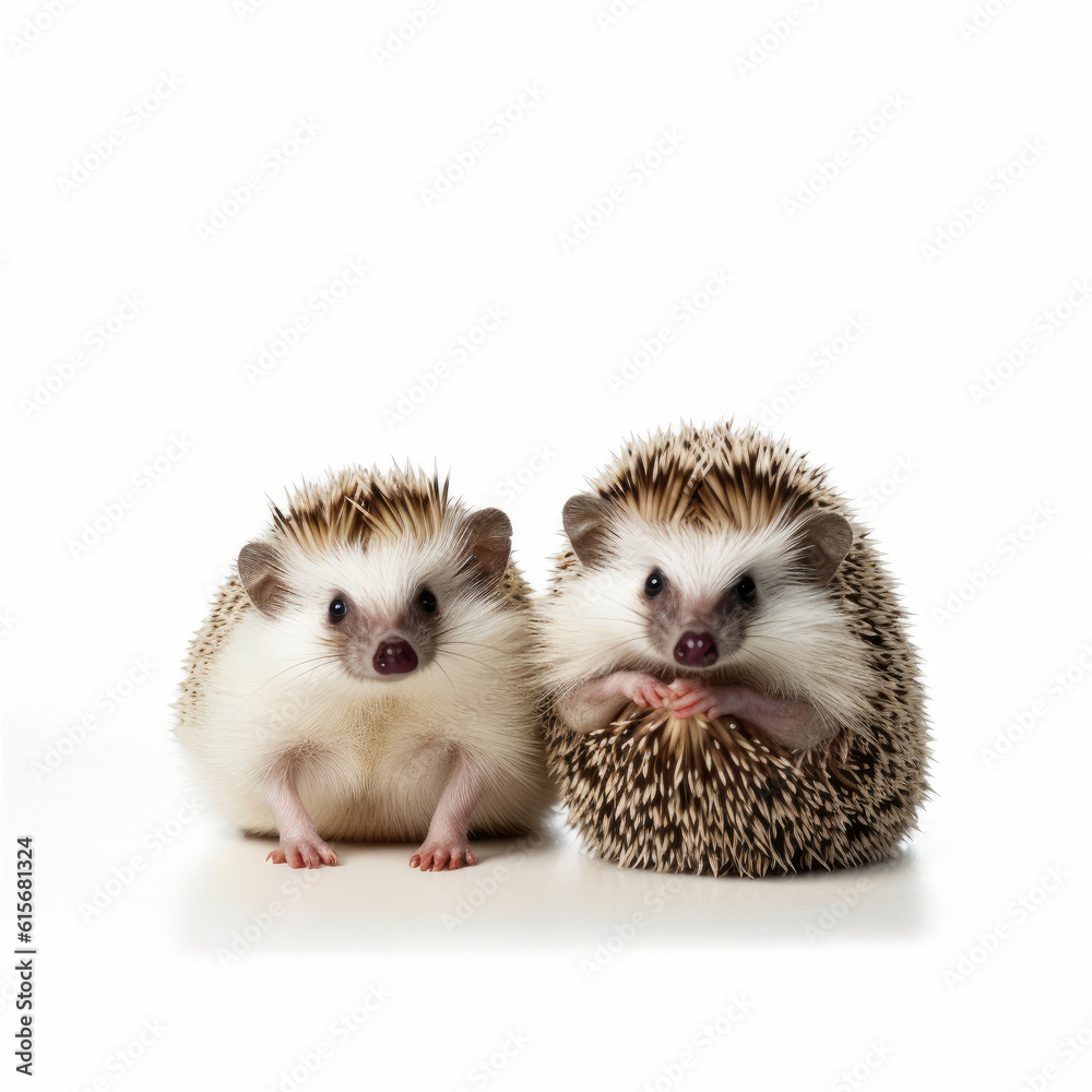 Hedgehogs (Erinaceus europaeus) in an adorable setting