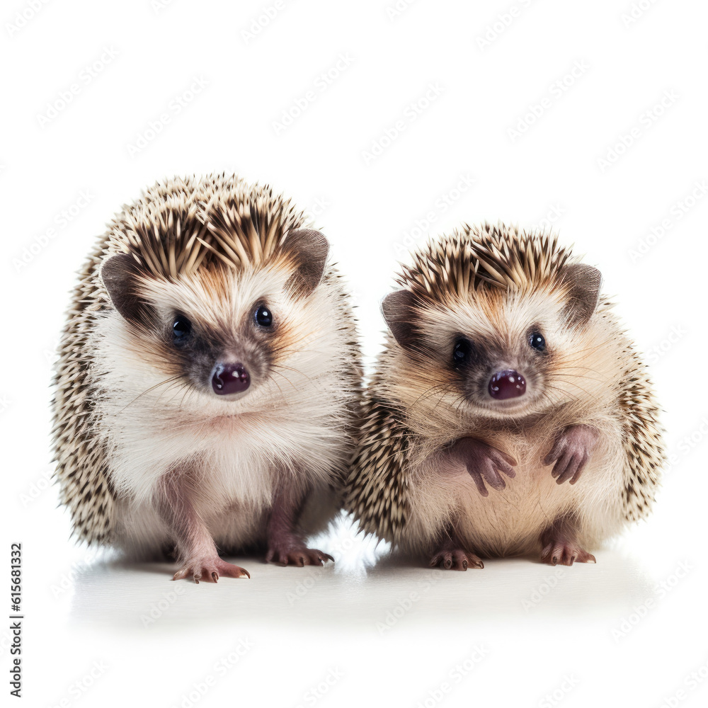 Hedgehogs (Erinaceus europaeus) in an adorable setting