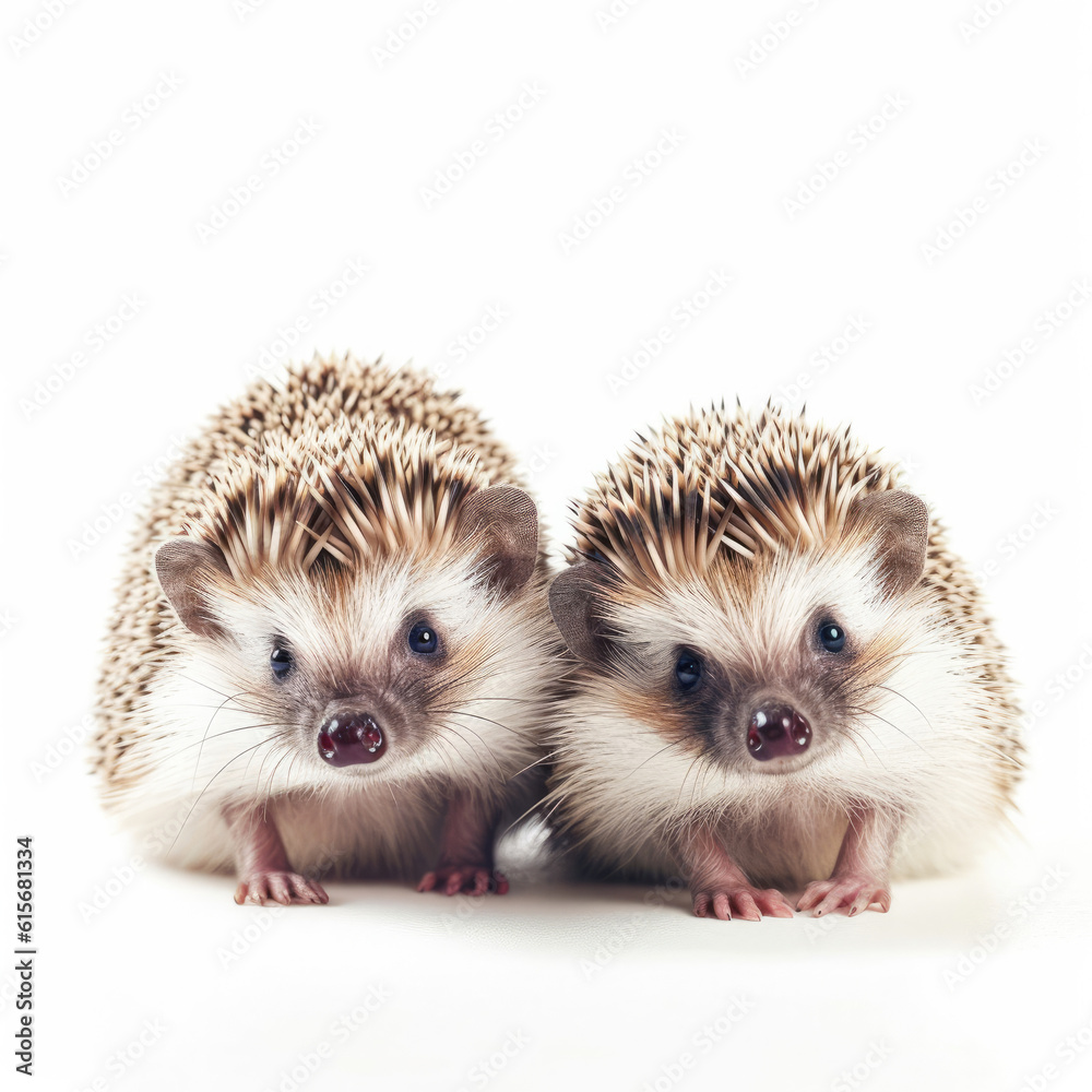 Hedgehogs (Erinaceus europaeus) in an adorable setting