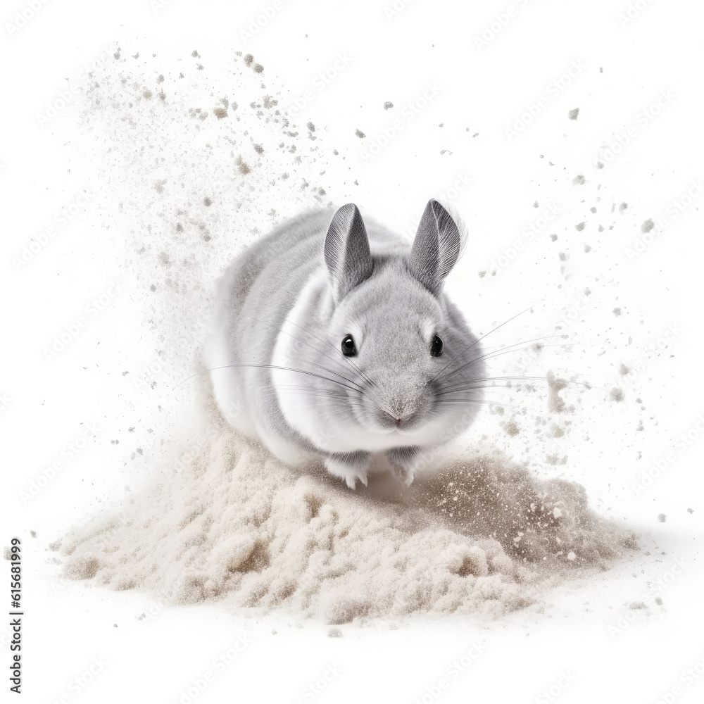 A Chinchilla (Chinchilla lanigera) dust bathing