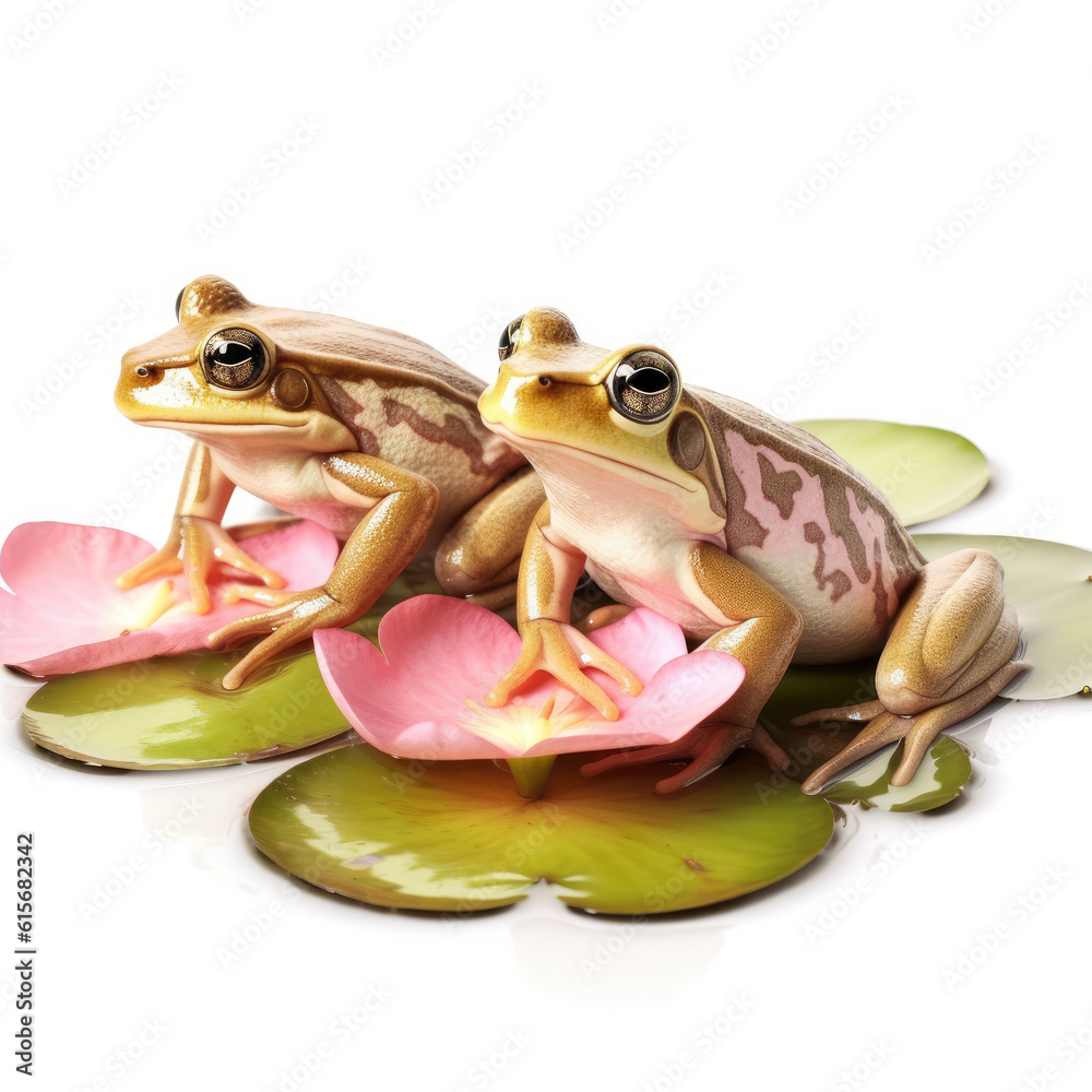 Two Frogs (Rana temporaria) on a lily pad