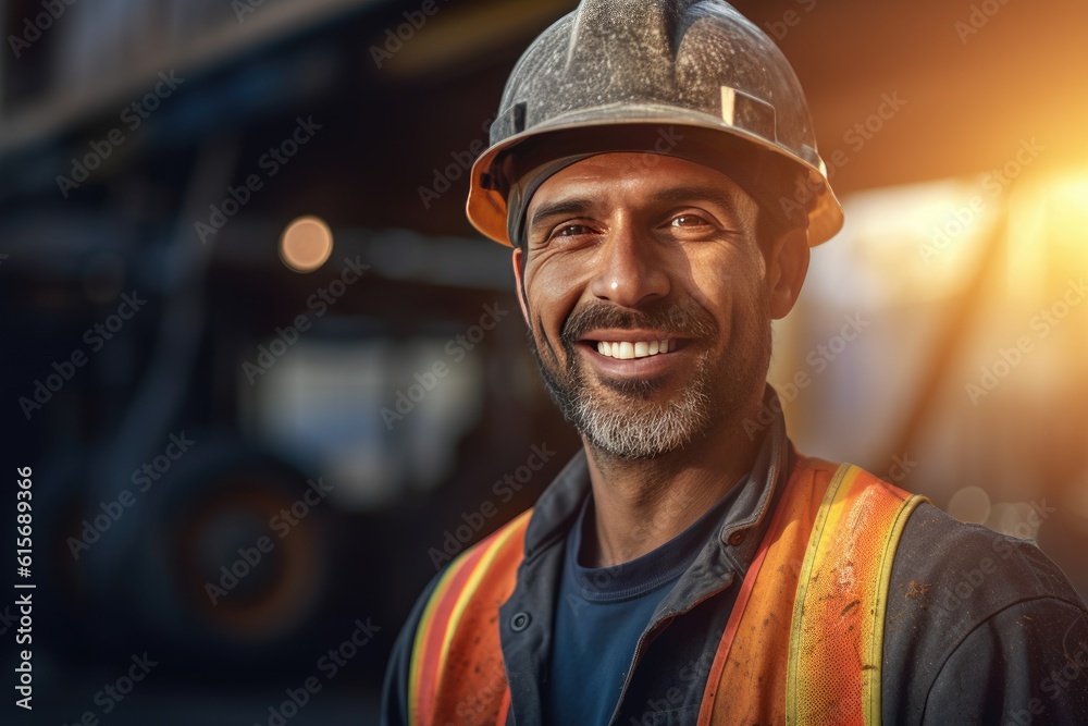 Happy and enjoy of team construction worker working at construction site. Generative Ai