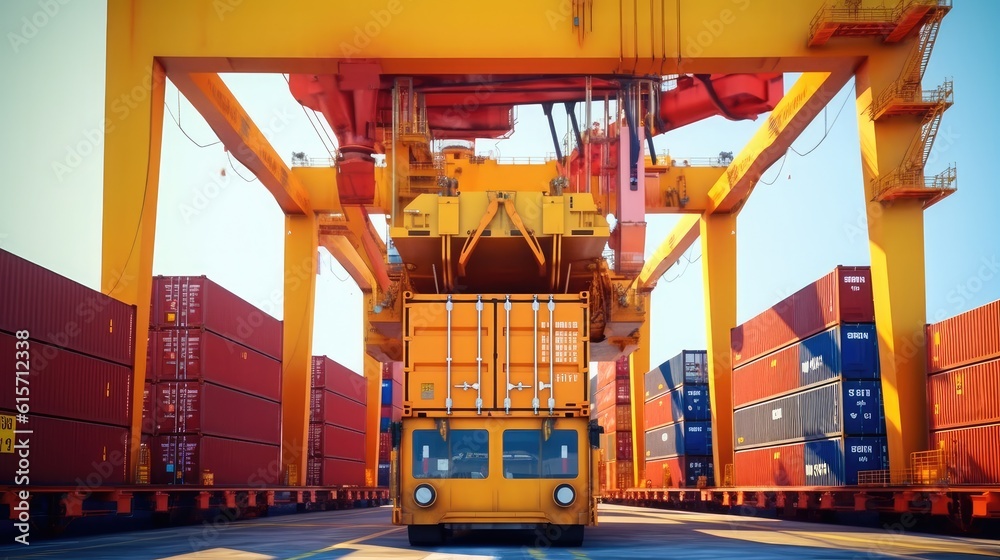 Container loading cargo freight in import and export business logistic company, Container crane, Har