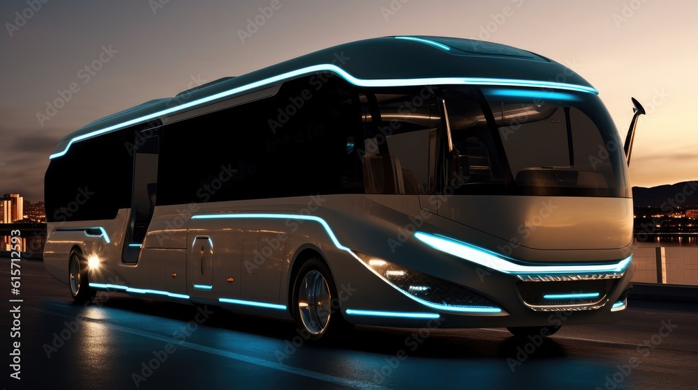 Bus luxury vip first class travel vacation tourism tour public route modern art design vector templa