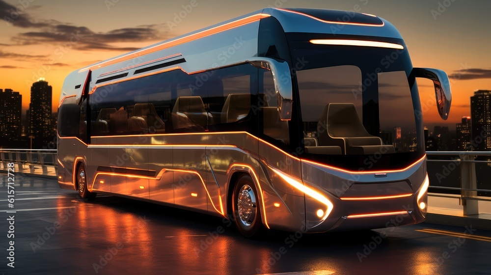 Bus luxury vip first class travel vacation tourism tour public route modern art design vector templa