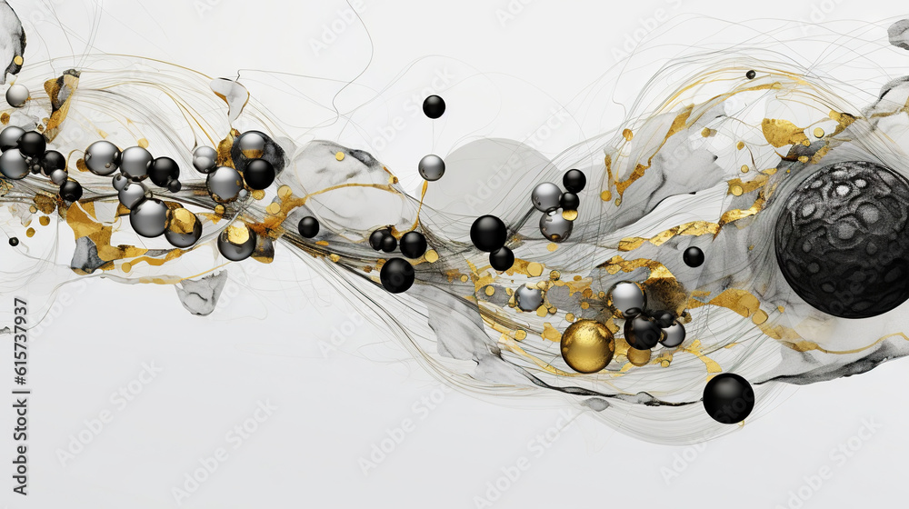 Abstract paint drops mixed on white background with swirls and stains. Non-mixing fluids pattern. Ge