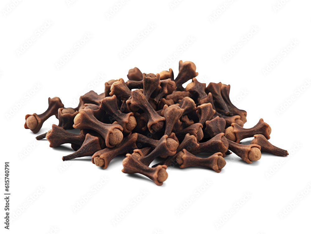 Pile of cloves isolated on transparent or white background, png