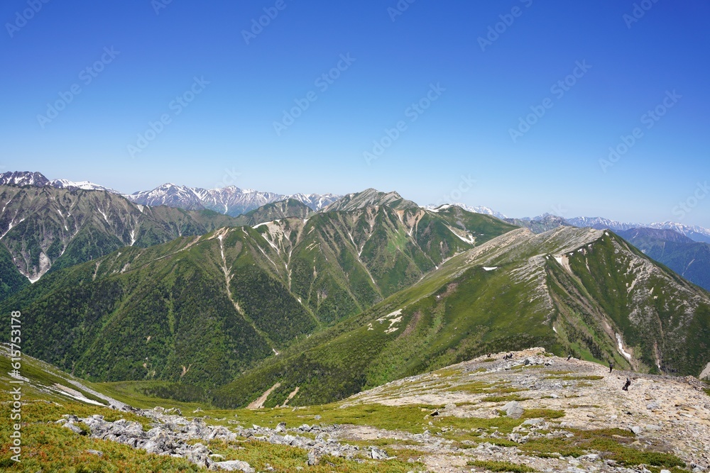 常念岳から望む大天井岳