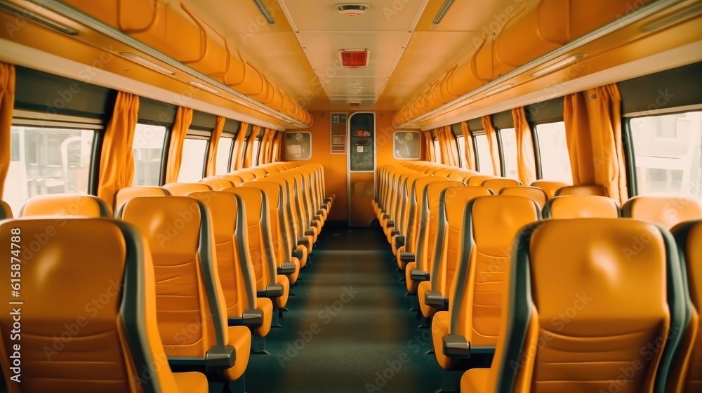 Bus seats, Leather seats in the bus that are clean and modern inside the bus.