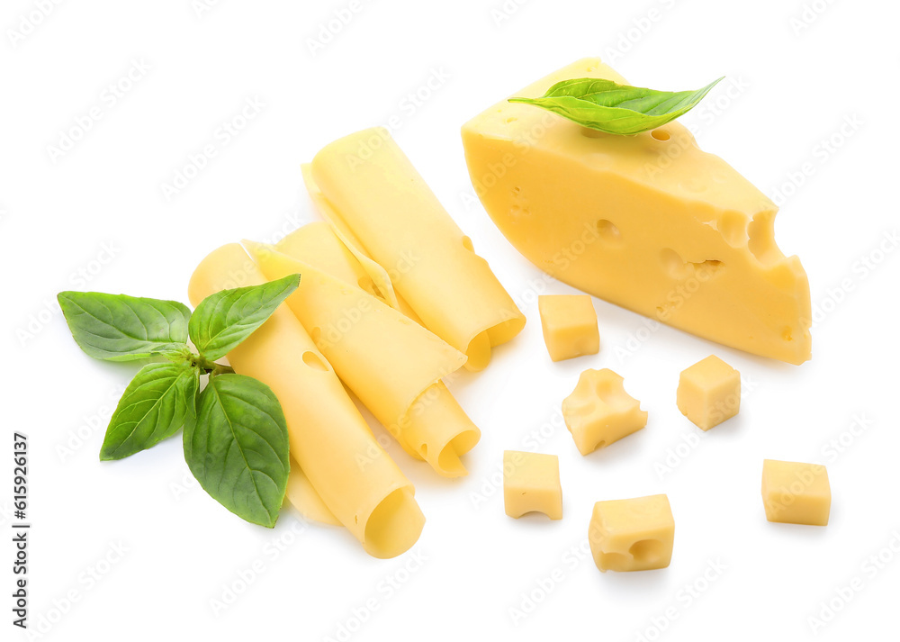 Tasty Swiss cheese isolated on white background