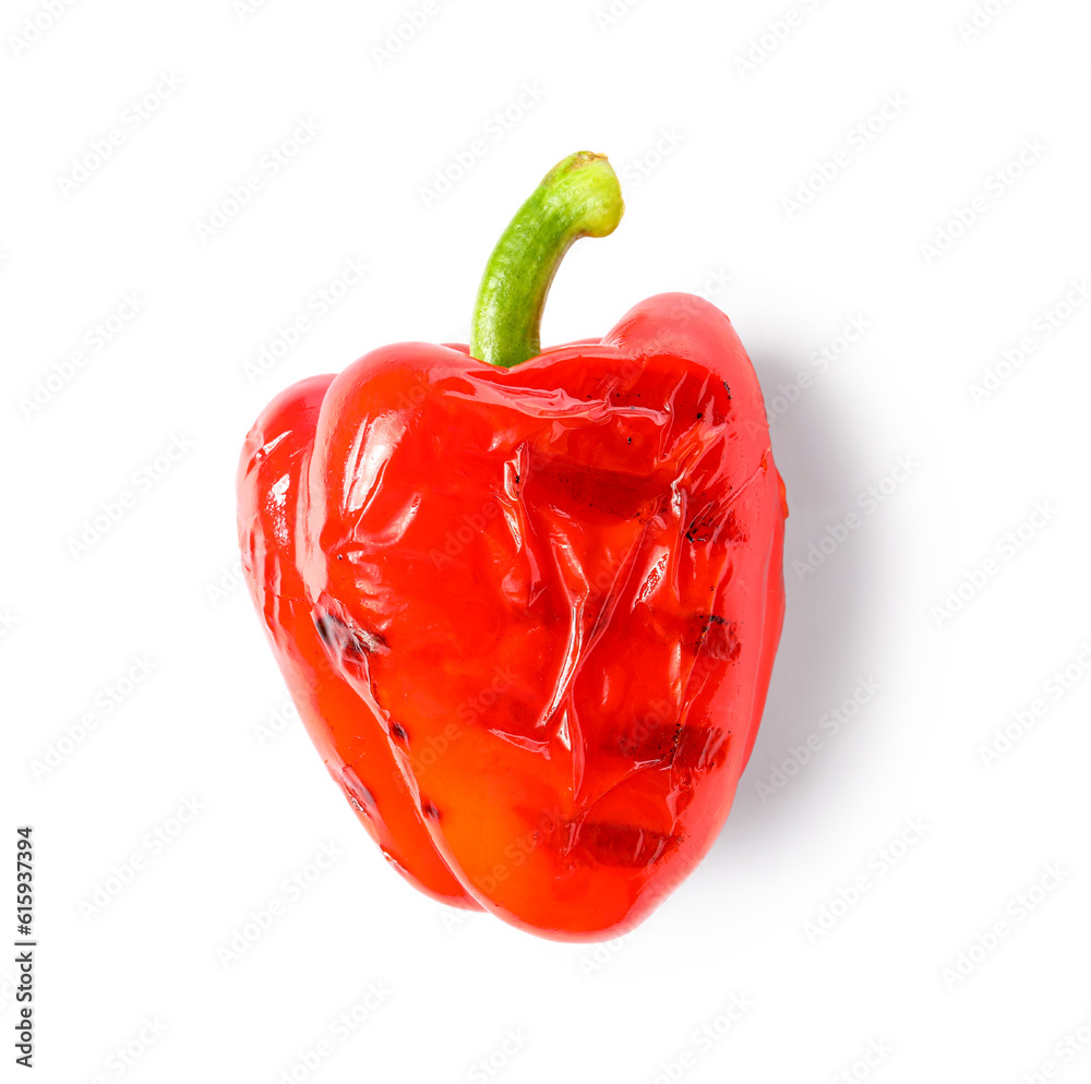 Tasty grilled bell pepper isolated on white background