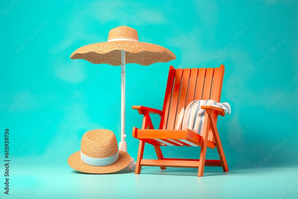 Orange beach chair with summer accessories