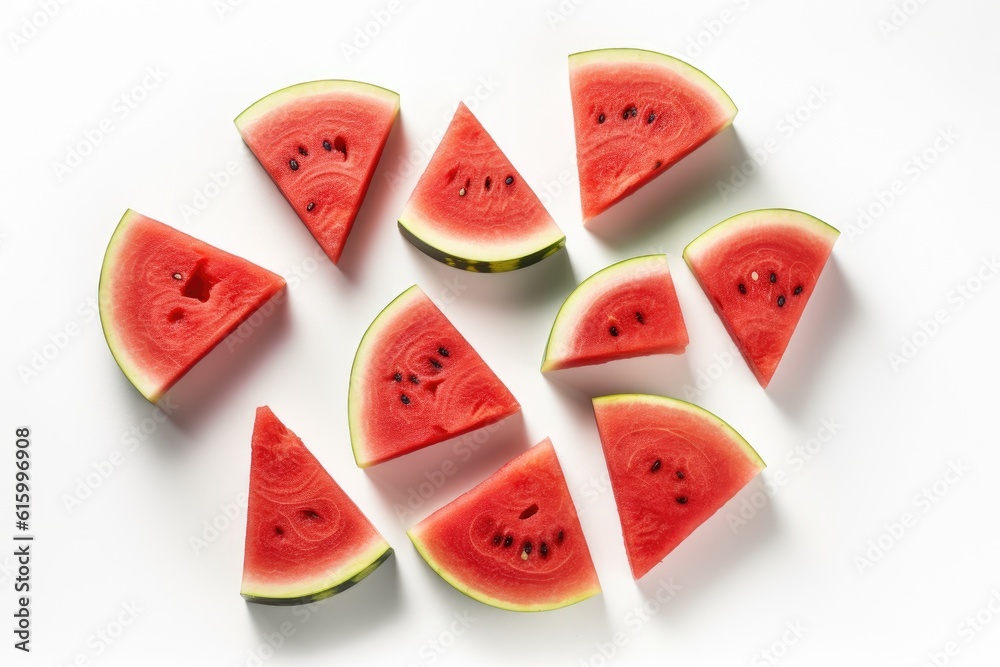 Pattern of sliced watermelon isolated on white background.