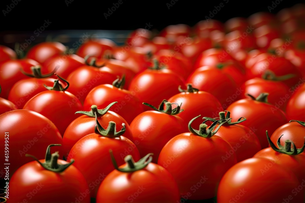 Tomatoes, Organic red tomatoes in market. Generative Ai