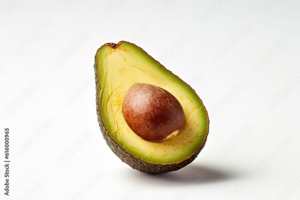 Sliced Avocado isolated on white background. Generative Ai