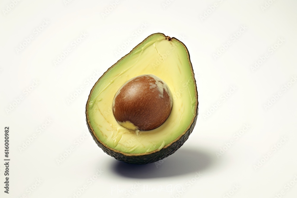 Sliced Avocado isolated on white background. Generative Ai