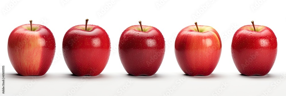 Set of Fresh apple isolated on white background. Generative Ai