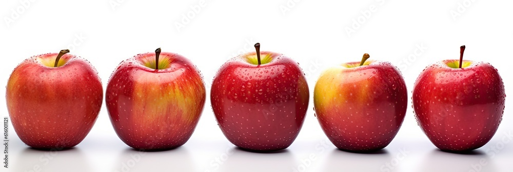 Set of Fresh apple isolated on white background. Generative Ai