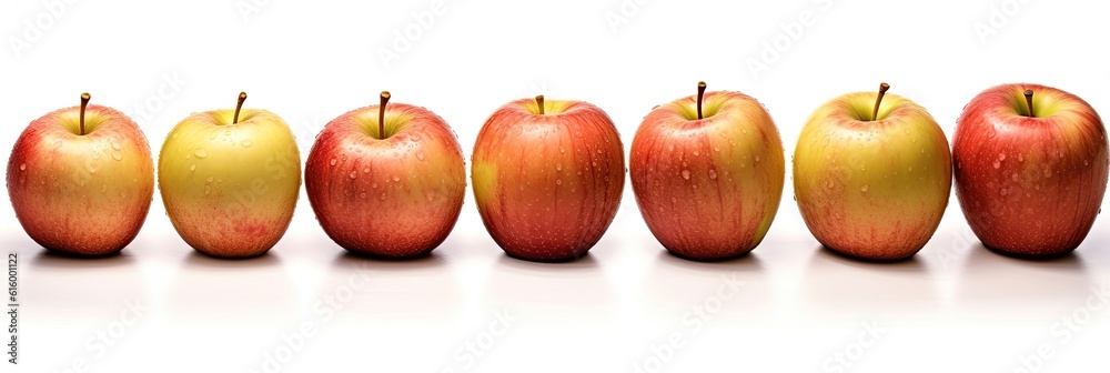 Set of Fresh apple isolated on white background. Generative Ai