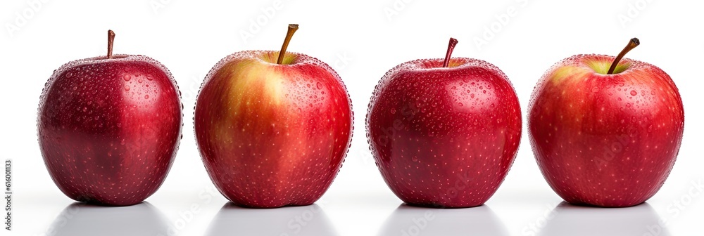 Set of Fresh apple isolated on white background. Generative Ai