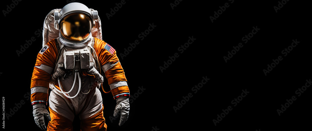 Astronaut in spacesuit floating in space. Space exploration technology. Discovery concept. Generativ