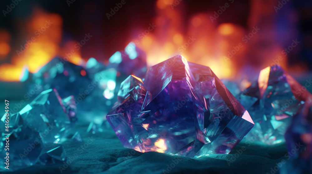 Amazing bright and shiny Fluorite crystal cluster background. Jewel mineral detailed macro. Generati