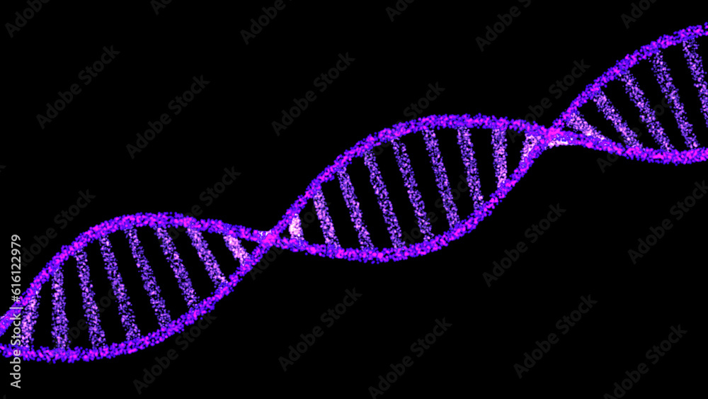 DNA spiral on black background. Diagram of DNA strand. Abstract science background with DNA strand.