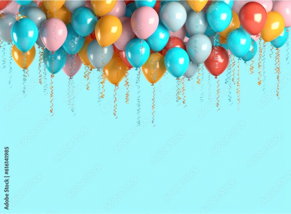 Multi colored balloon background. Illustration AI Generative.