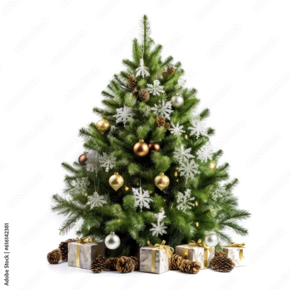 Christmas tree isolated. Illustration AI Generative.