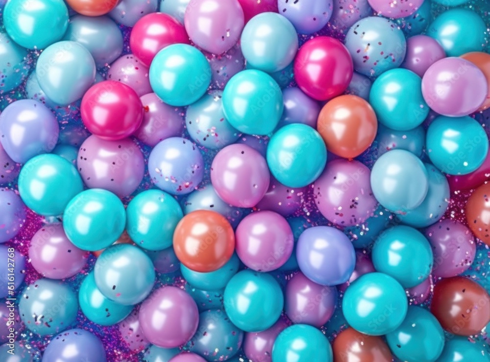 Multi colored balloon background. Illustration AI Generative.