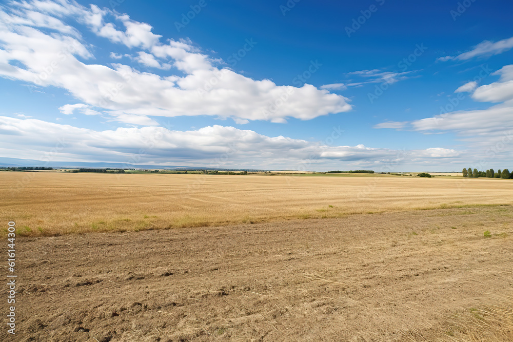 Natural landscape of outdoor farms under the blue sky and white clouds