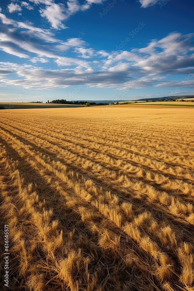 Natural landscape of outdoor farms under the blue sky and white clouds