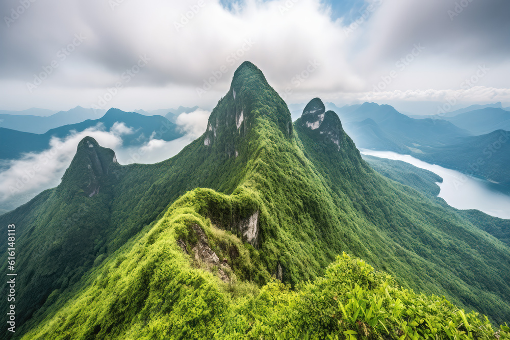 The fog and natural scenery on the outdoor mountain peak