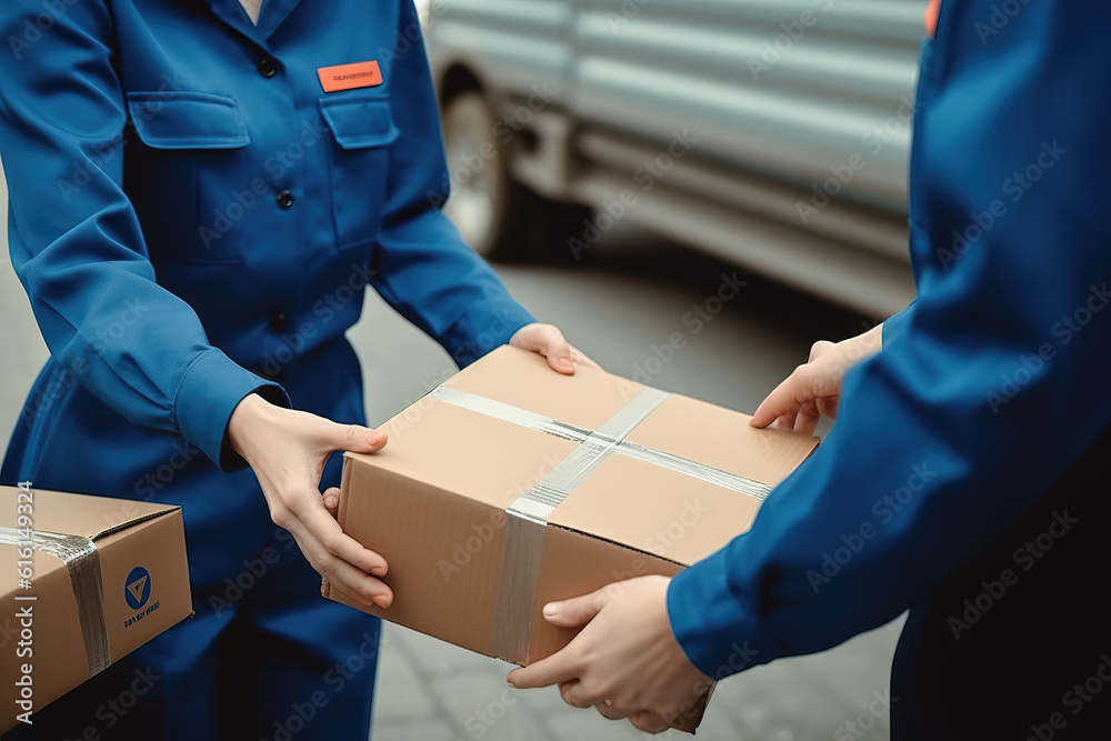 The parcels of the parcel send to the package through the service. The consignment hand submits the 