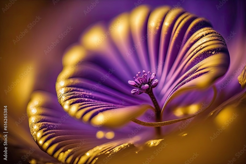 close up view of a vibrant purple flower. Generative AI