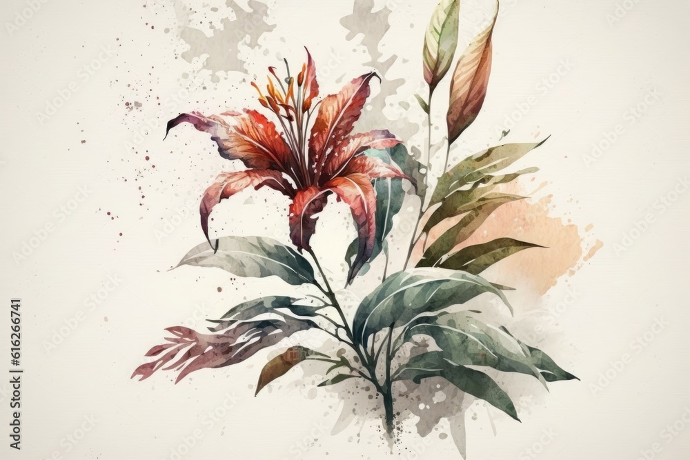 colorful flower painting on a white background. Generative AI